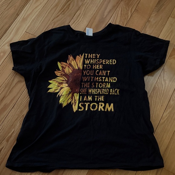 Port and Company Black Tee with Sunflower Design - Picture 1 of 5